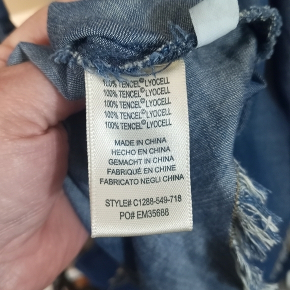 Cloth and Stone Montana Chambray Button Up Raw Hem Shirt Dress Blue Size XS - Picture 12 of 12